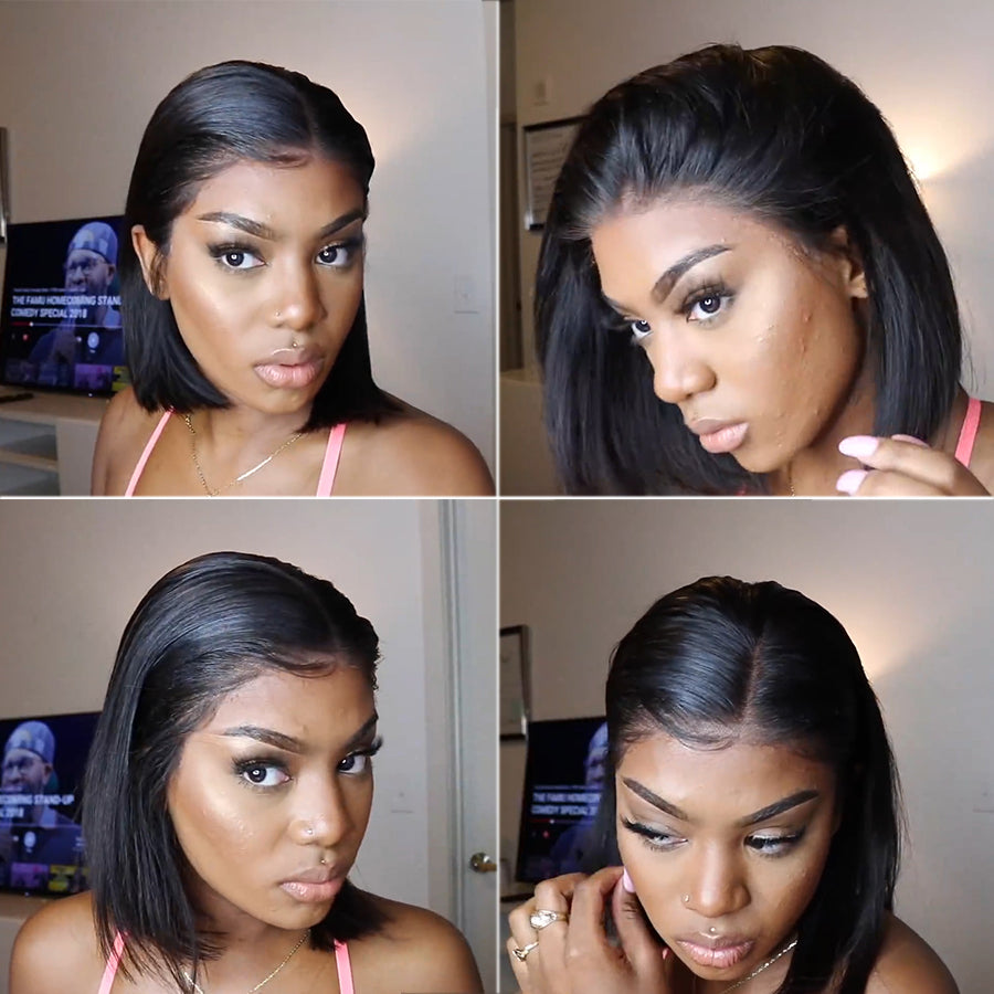 Short Bob Wig Straight Virgin Hair - NAZODA