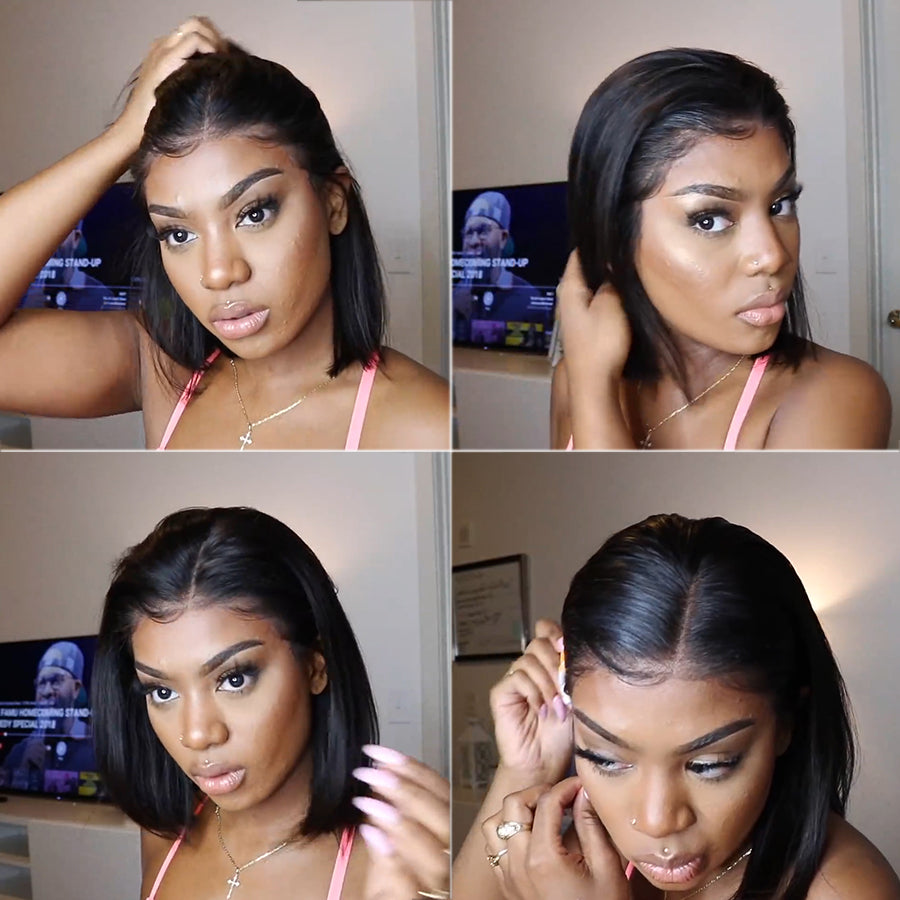 Short Bob Wig Straight Virgin Hair - NAZODA