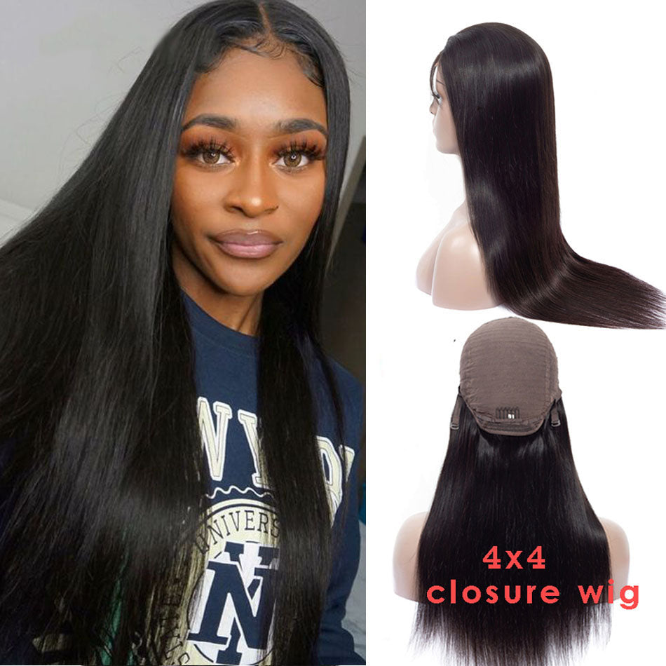 4x4 Lace Closure Wig Straight Virgin Hair - NAZODA