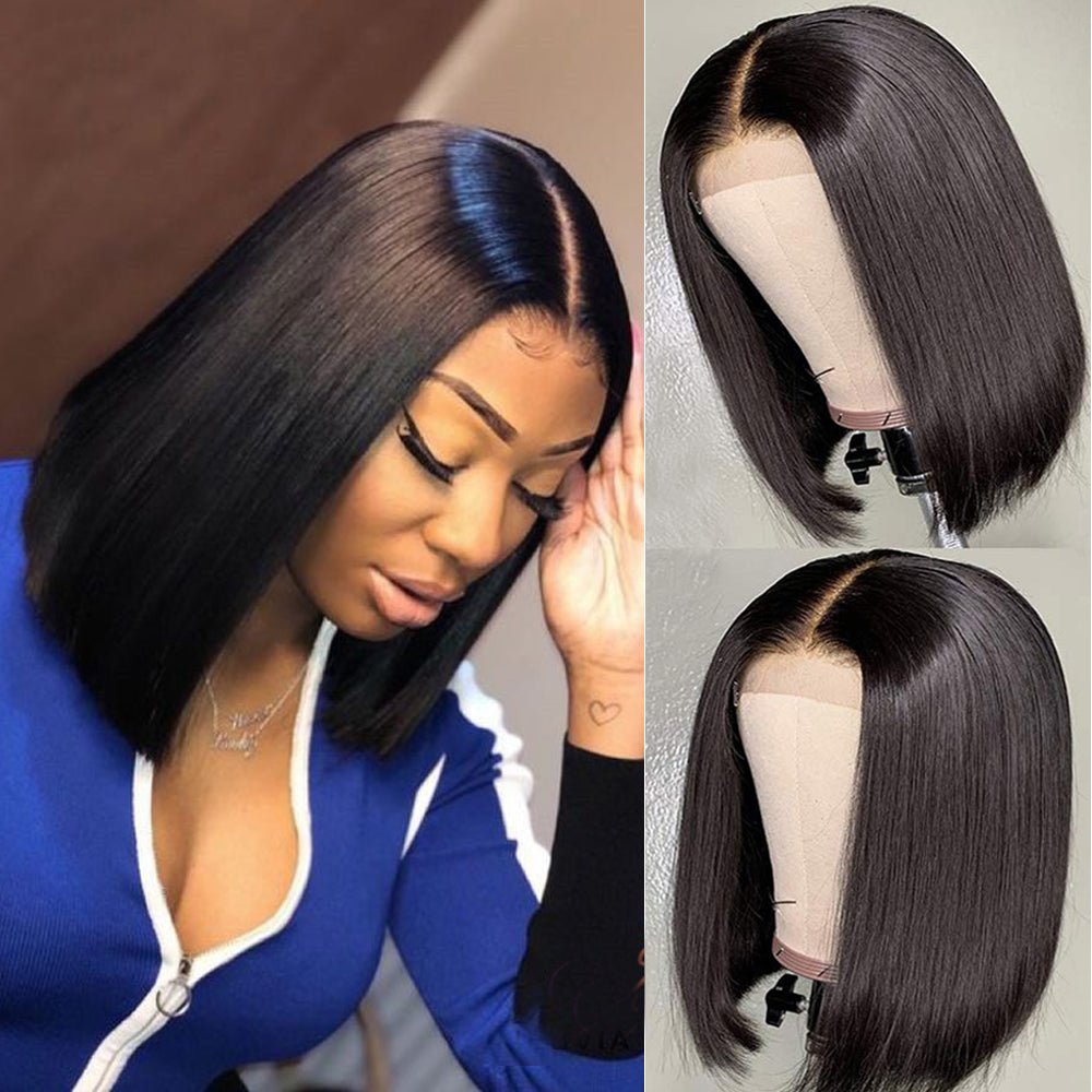 4x4 Short Bob Wig Straight Virgin Hair - NAZODA