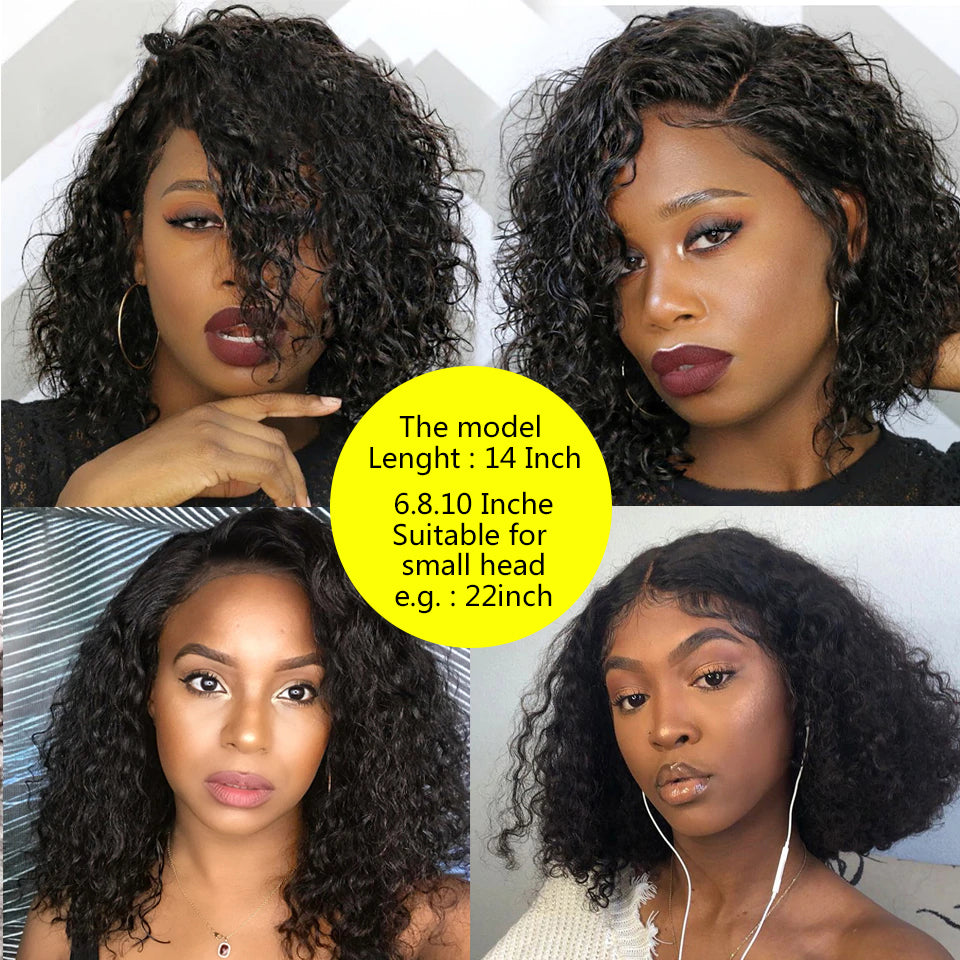 Jerry Curly Lace Front Human Hair Wigs Short Curly Bob Wigs - NAZODA