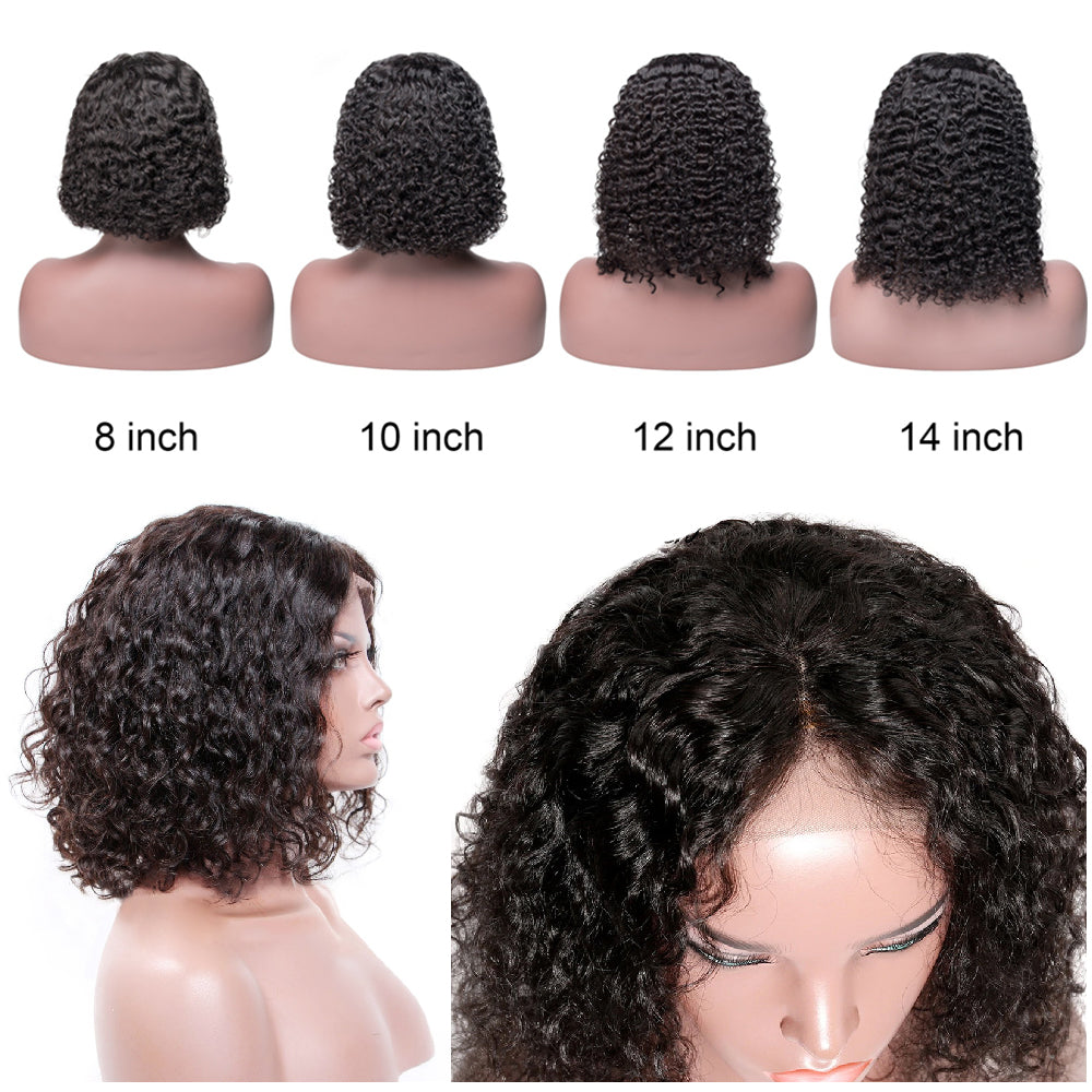 Jerry Curly Lace Front Human Hair Wigs Short Curly Bob Wigs - NAZODA