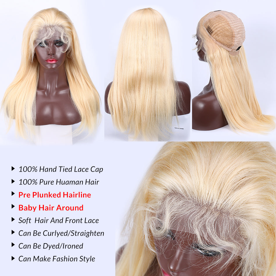 613 Blonde Lace Front Wig Straight/Body Wave Virgin Hair - NAZODA