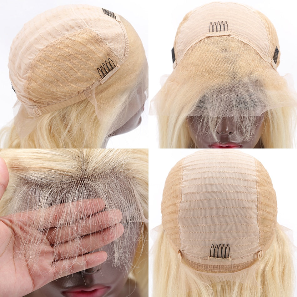 613 Lace Front Wig Bob Wig Straight Blonde Virgin Hair - NAZODA