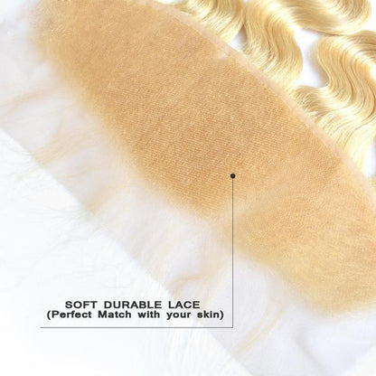 Virgin Human Hair Blonde #613 Body Wave 13x4 Lace Frontal - NAZODA