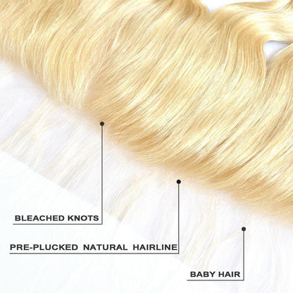 Virgin Human Hair Blonde #613 Body Wave 13x4 Lace Frontal - NAZODA